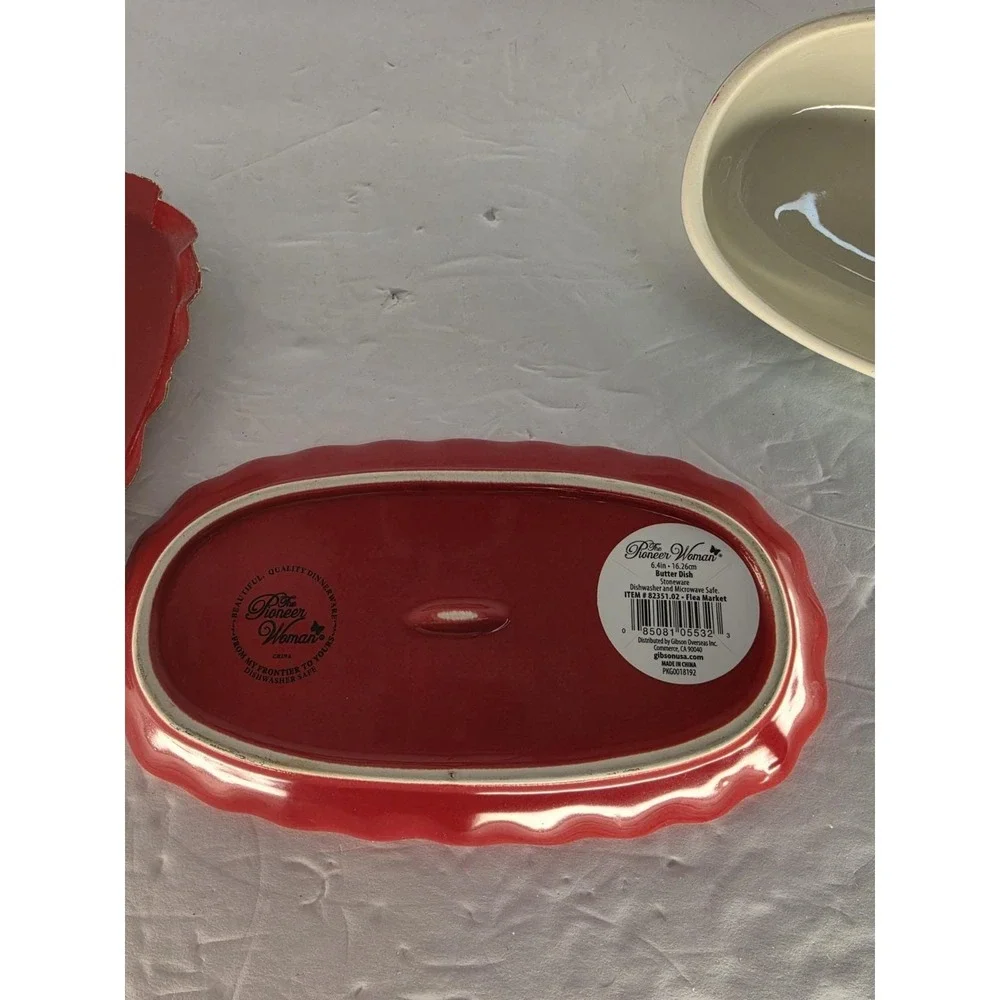 Pioneer Woman Flea Market Butter Dish Floral Butterfly Stoneware ..
